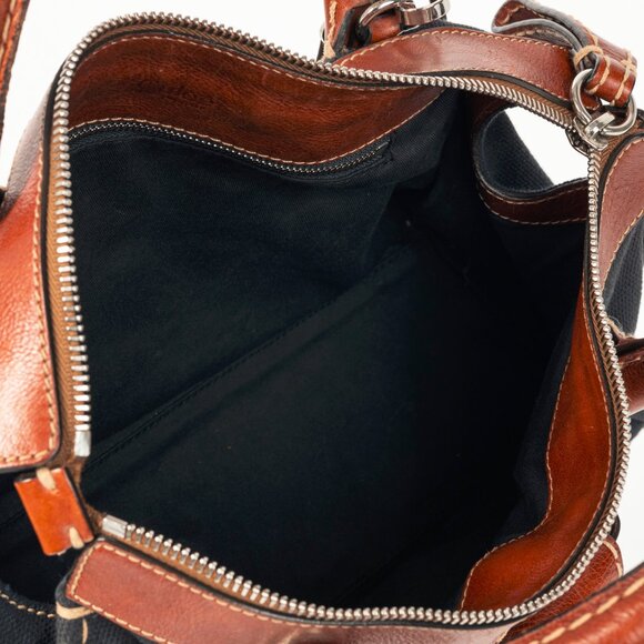 Chloe Edith Navy Canvas & Leather Trim Tote - Picture 13 of 15